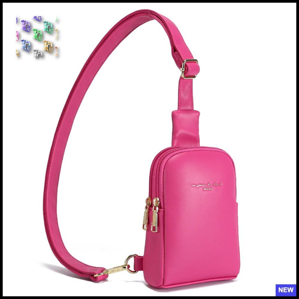 Small Vegan Leather Sling Bag Crossbody Purse Lightweight Travel Fanny Pack